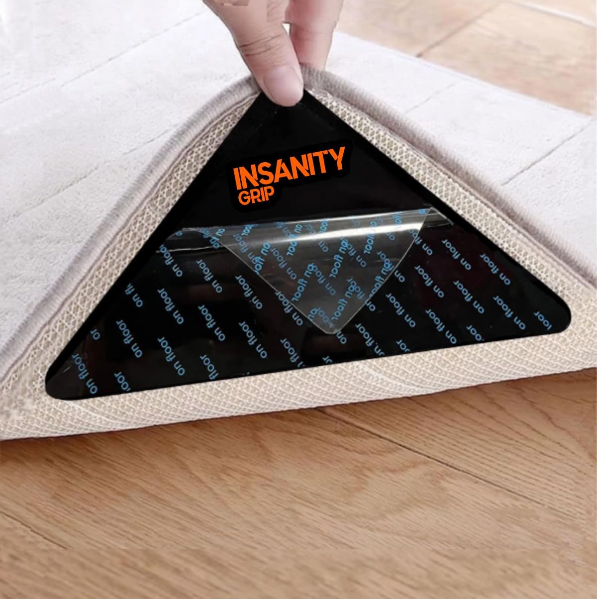 Skiennix Rug Tape - No Damage Grip for Hardwood & Cement Floors | 12 Pcs Non-Slip Carpet Pad