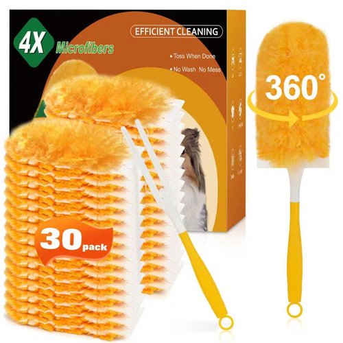 360° Heavy Duty Duster Refills for Swiffer Duster,30 Pack & 1Handle 4X Faster Electrostatic Deep Duster Kit for Cleaning, Pet Hair, Blinds & Car Vents,Lasts 2+ Months, Eco-Friendly & Gift-Ready