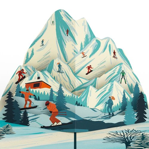 Lovepop Everyday Pop-Up Card for Her and Him - 3D Greeting Cards for Boys, Girls, Men, Women - Mountain Ski Adventure - 5" x 7" Card - Blank Notecard & Envelope Included