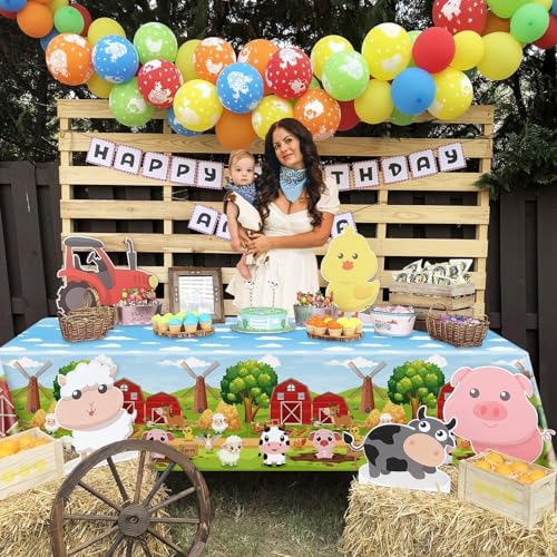 4 Pcs Farm Animal Tablecloths - 51 x 86 Inch Rectangular Party Table Covers