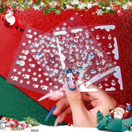 Christmas Nail Art Stickers 3D Self-Adhesive Snowflake Decals (6 Sheets)