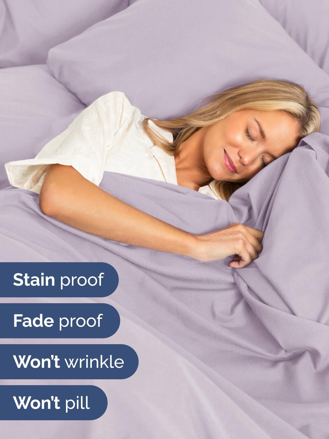 Skiennix Extra Deep Split King Sheet Set - 7 Piece Breathable Cooling Bedding - Soft Wrinkle-Free Light Lavender