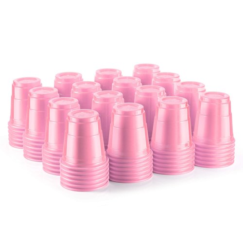 HAOZAN 100ct 2oz Mini Light Pink Shot Glasses, Disposable Small Plastic Cups for Parties, Weddings, Events – Bulk Pack