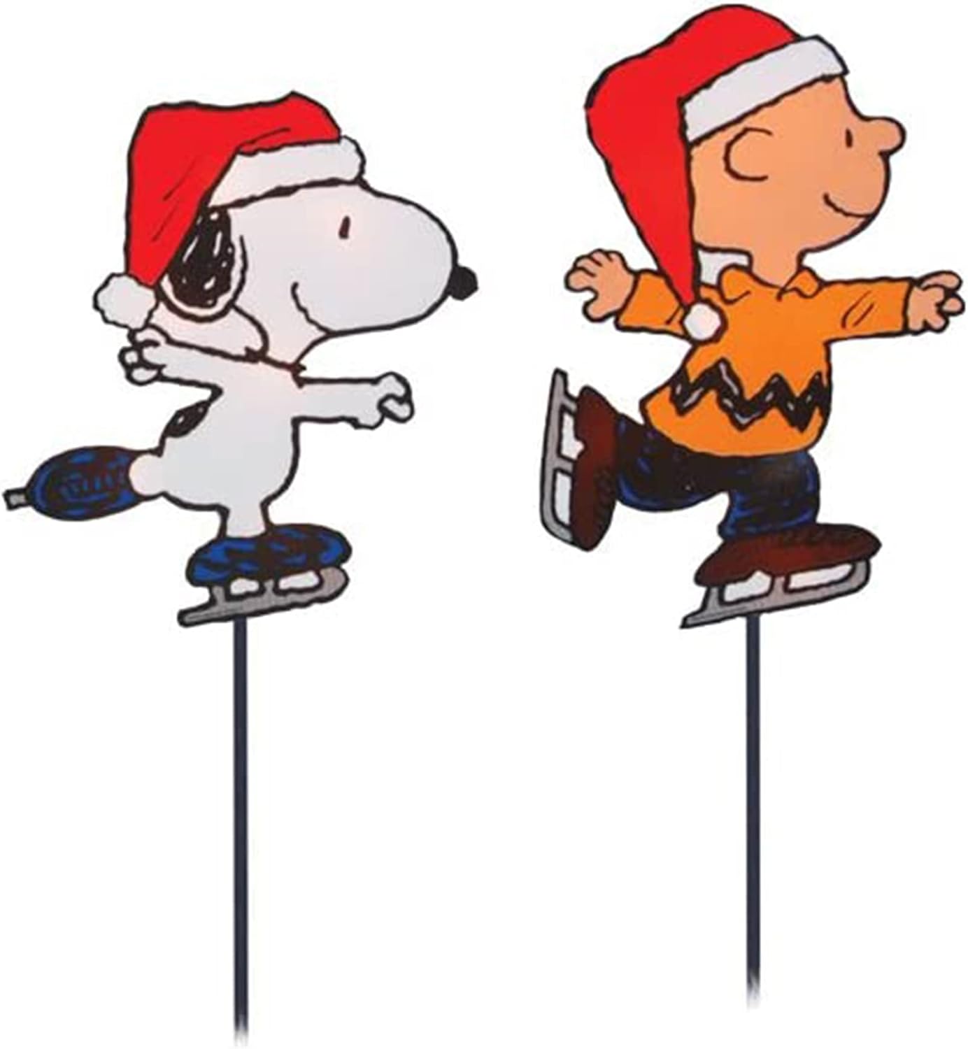 PRODUCTWORKS 8-Inch Pre-Lit Peanuts Skating Christmas Pathway Markers - Set of 4 Festive Decorations