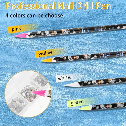 Mabor Rhinestone Picker Pencil Set - 4Pcs Wax Pens with Sharpener for Nail Art DIY Crafts