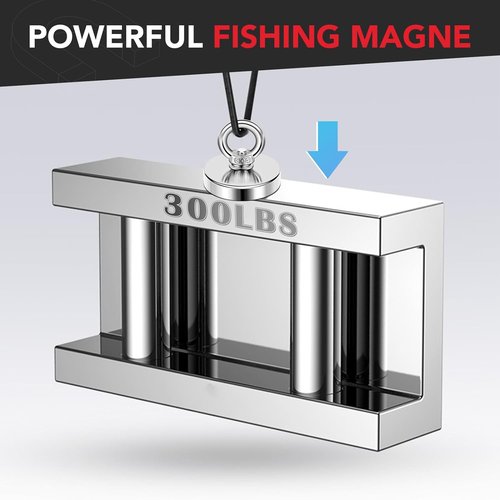 DIYMAG Neodymium Fishing Magnet - 350 Lbs Pulling Force with Countersunk Hole | 1.97 Inch Diameter for River Retrieval