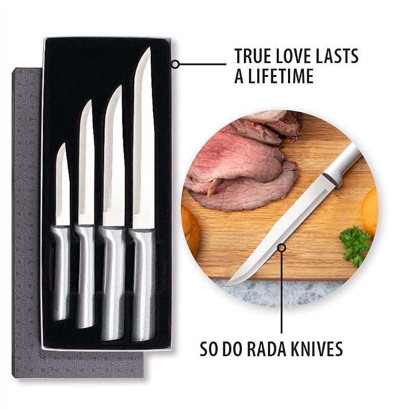 RADA Wedding Register Cutlery Set with Sharpener - 4-Piece Silver