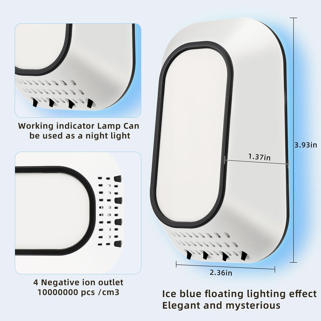 PVACG Plug In Ionizer Air Purifier With 4 Negative Ion Output Heads,Small Air Freshener With Backlight,Quiet and Energy-Saving, Ideal Air Cleaners for Home,Bedroom,Office,Living Room and Pet Room(3)