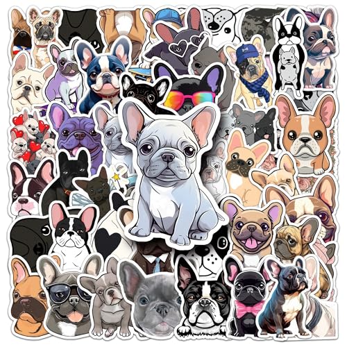 50PCS French Bulldog Waterproof Stickers - Cute Vinyl Decals