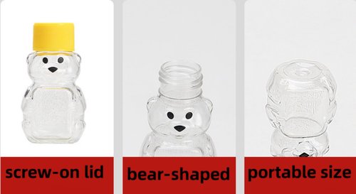 Cufarys 6 Pack Honey Bear Bottle 2oz Bear Shape Clear Empty Honey Bottles Honey Jar with Screw Lid,Plastic Mini Honey Jars Party Favors for Storing and Dispensing (6)