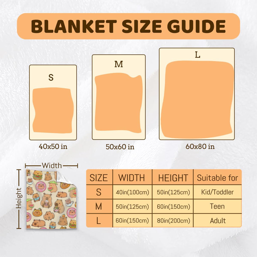 Capybara Gifts Blanket, Soft Flannel Throw for Kids Boys Girls, Cute Animal Plush Gift for Teens Birthday, Cozy Kawaii Stuff Decor for Room Couch Sofa-40x50inches