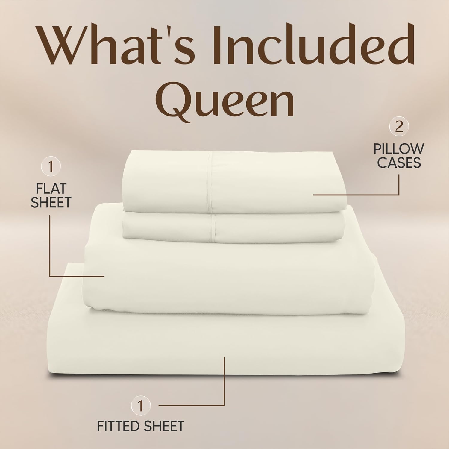 Utopia Bedding Queen Size Sheet Set - Soft, Breathable Microfiber | 4-Piece Ivory Bedding Set