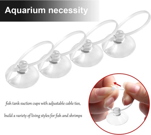 FEBSNOW Aquarium Suction Cups - 30 PCS Adjustable Clips with Cable Ties for Plants & Shrimp Nest