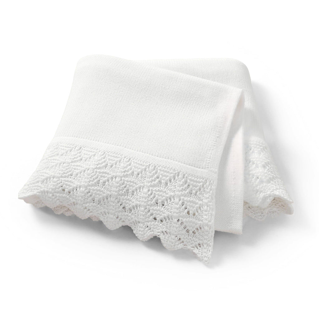 Hadetoto Baby Blanket Soft Cozy Cotton Cable Knit Crochet Receiving Crib Nursery Swaddling Blankets for Newborn Boys Girls (Baby White)