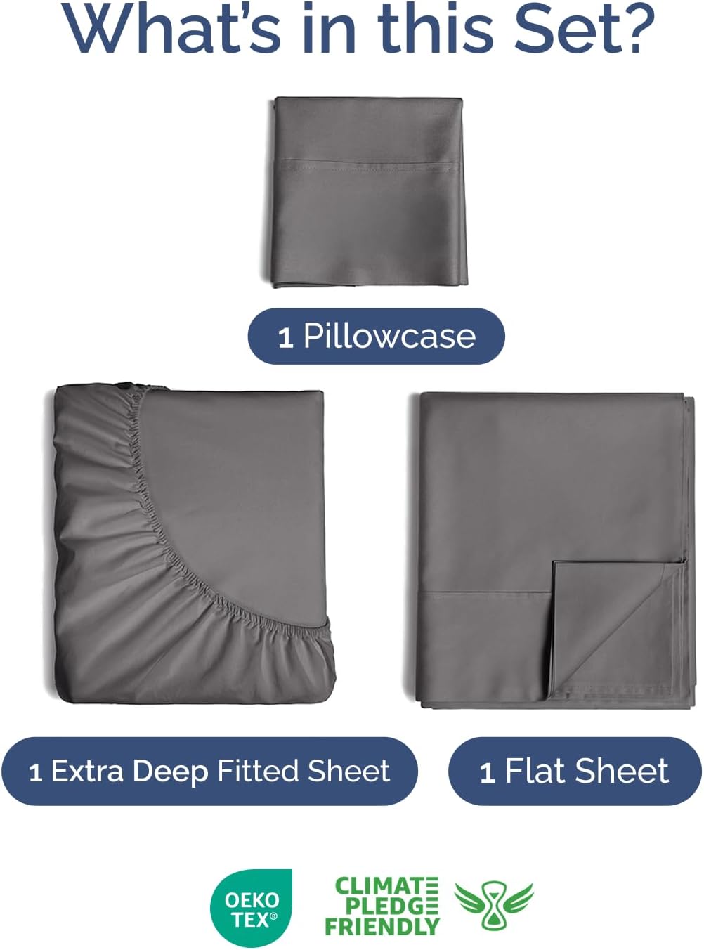 Skiennix Extra Deep Pocket Twin XL Sheet Set | 3-Piece Breathable Cooling Bedding - Soft, Fade & Wrinkle Resistant - Dark Grey