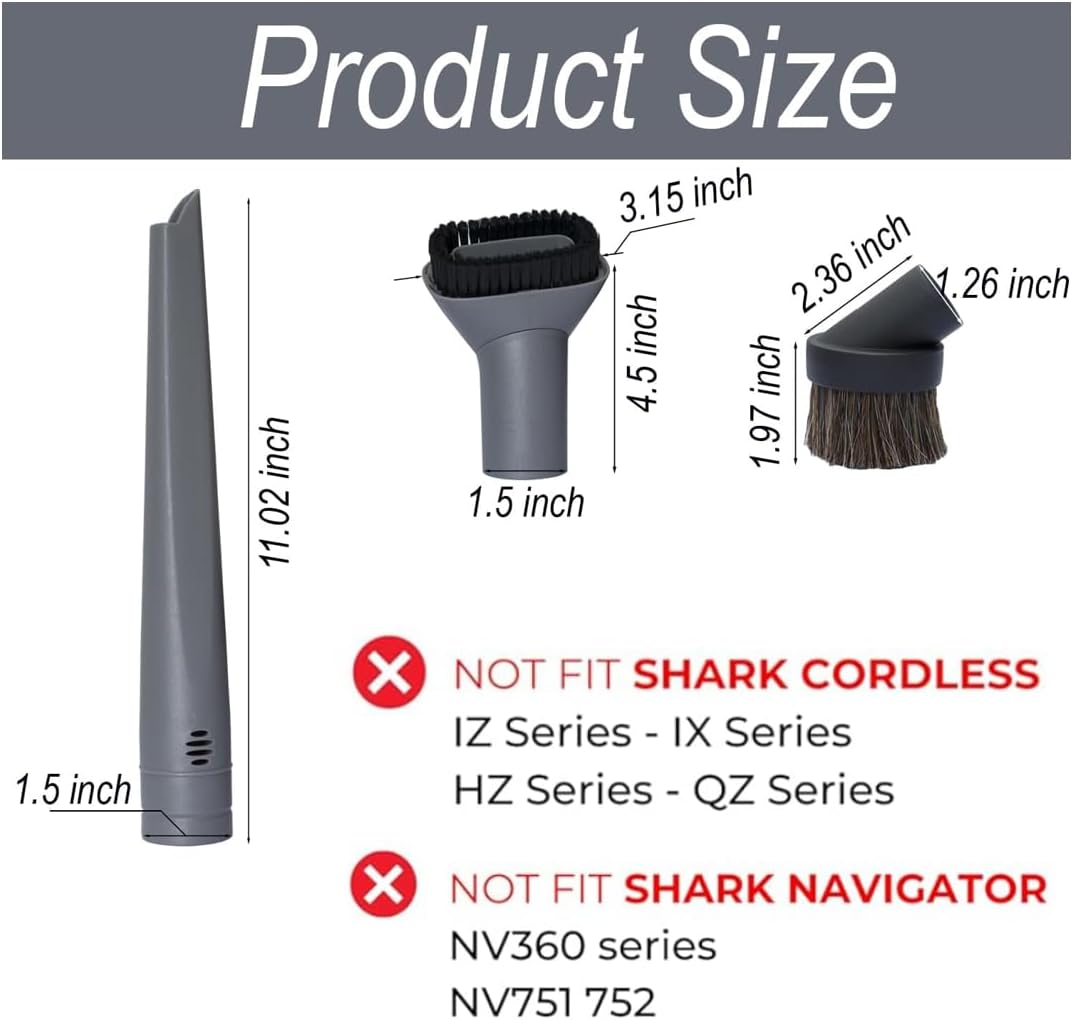 Shark Vacuum Cleaner Accessories Replacement Kit - Household Cleaning Set with Crevice Tool & Dust Brushes | 35MM Attachments
