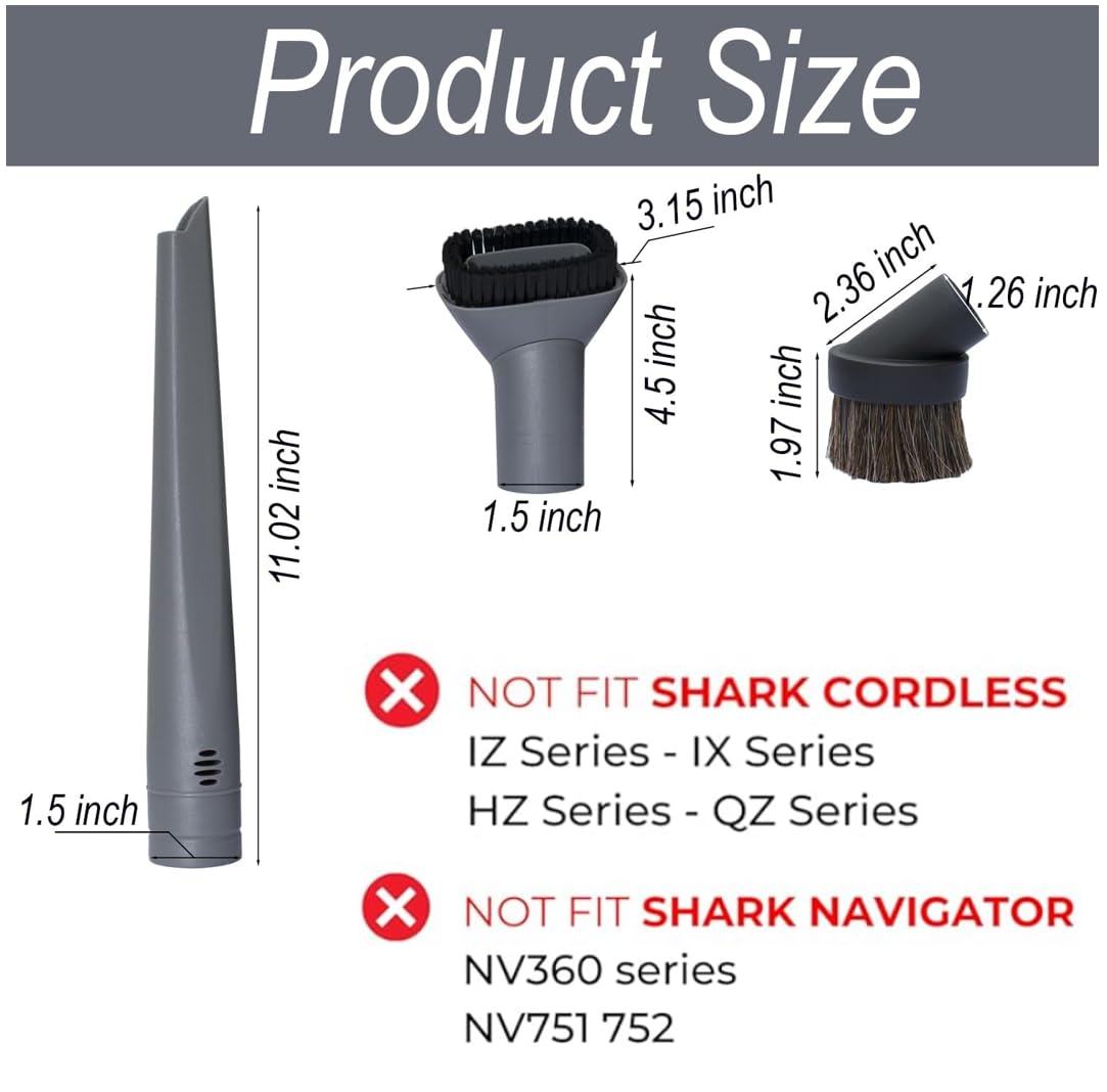 For Shark Vacuum Cleaner Accessories Replacement Kit | Household Cleaning Set with Crevice Tool, Dust Brushes & Vacuum Hose Adapters | 35MM Vacuum Attachments & Brushes