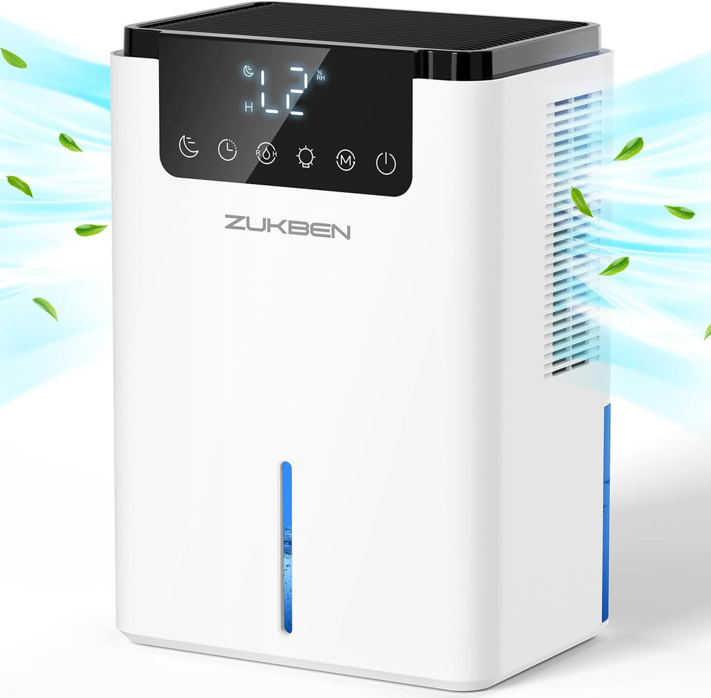 Skiennix Dehumidifier - 75 OZ Water Tank, Quiet 500 sq.ft Home & RV Dehumidifier with 12H Timer & LED Light