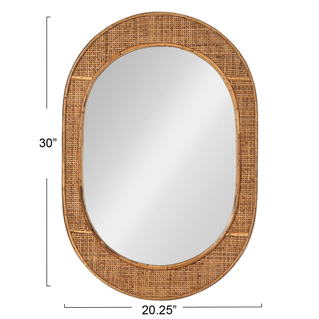 Creative Co-Op Oval Bamboo and Rattan Framed Wall Mirror, Natural