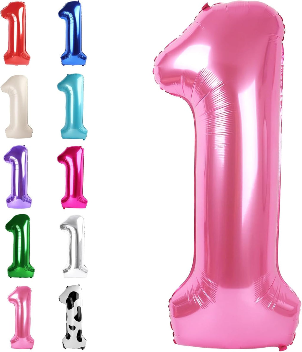 Pink Number 1 Balloon - 40 Inch Foil Birthday Balloon for Boys & Girls | Perfect for 1st, 10th, 11th, 12th, 16th, 18th Birthdays & Anniversaries