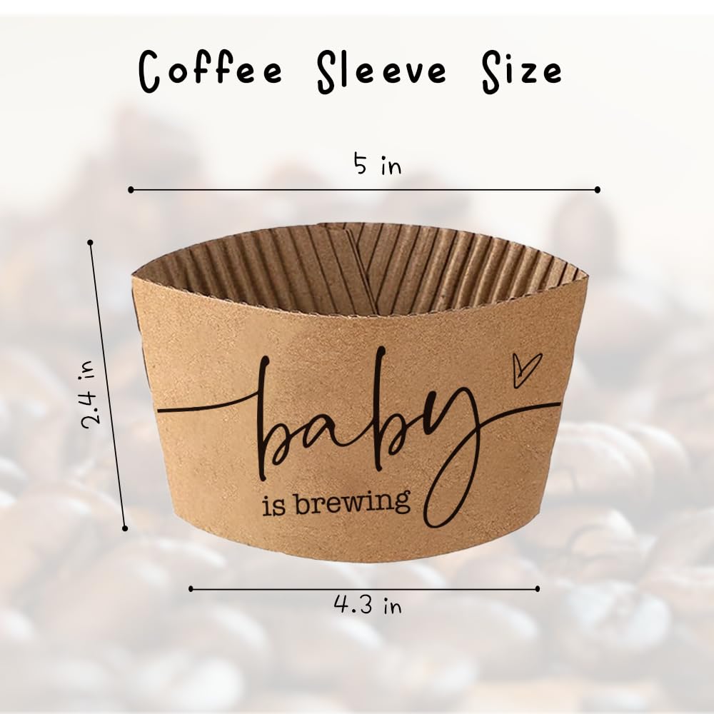 BONETAT 20 Counts A Baby Is Brewing, Coffee Cup Sleeves for Baby Shower Decorations, Disposable for Hot corrugated paper Sleeves 12 16 or 20 oz Paper Cup - A01