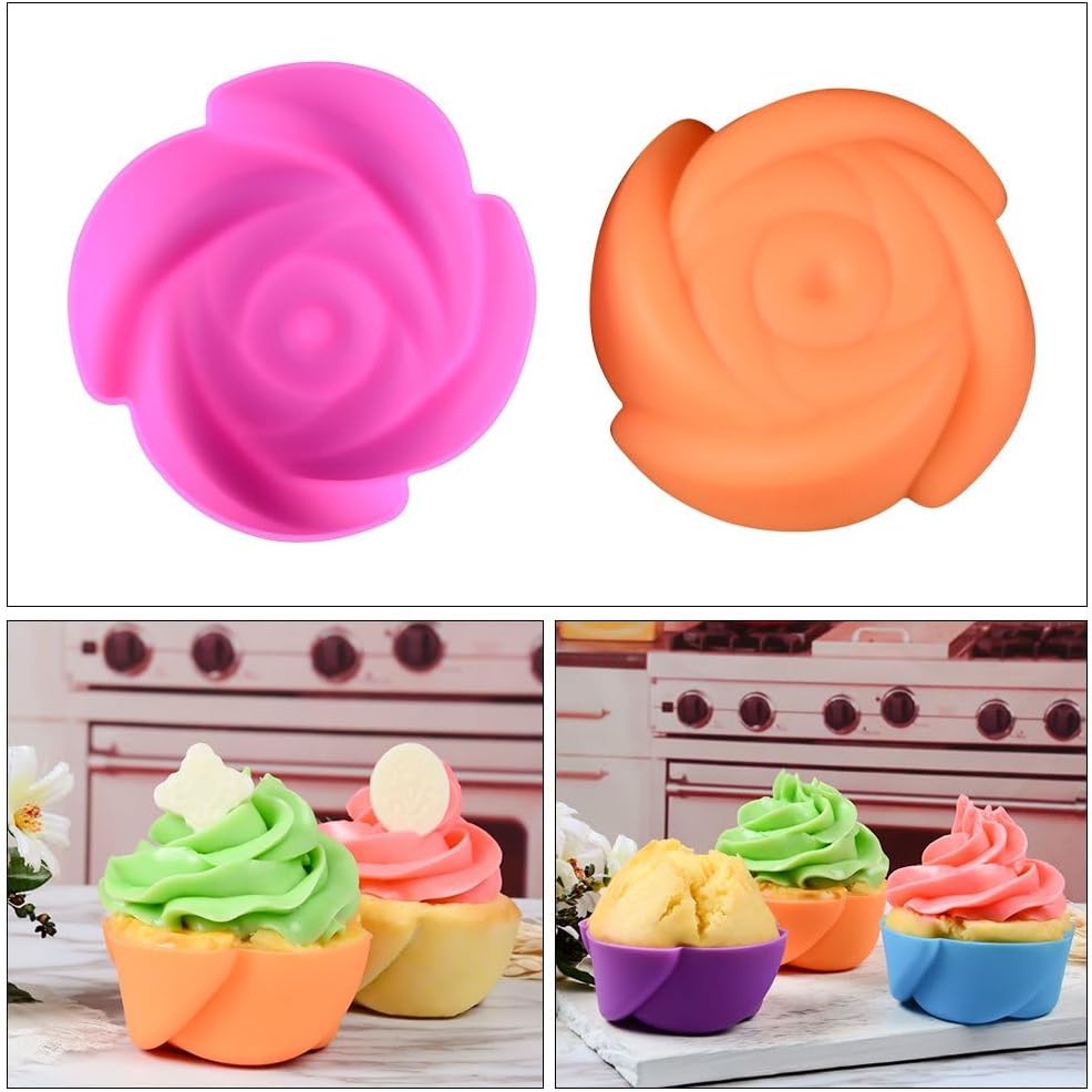 Skiennix Silicone Baking Cups - 24 Pcs Reusable Food-Grade Cupcake Liners in Assorted Shapes