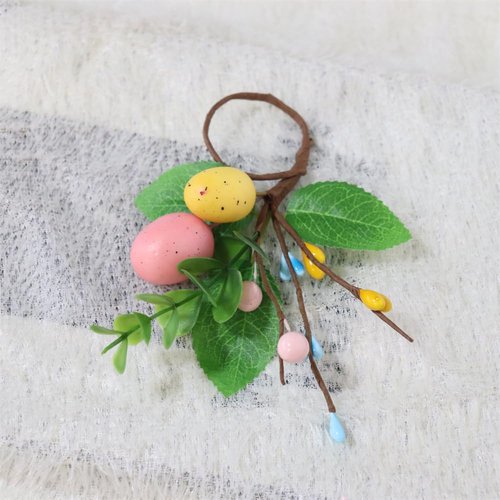 Easter Eggs Napkin Rings Set of 6, Rattan Napkin Ring, Handmade Pastel Eggs Napkin Ring Holders, Farmhouse Napkin Rings for Easter Decor Dinner Weddings Parties (Eggs-6pc)