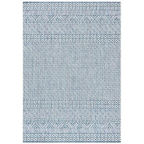 SAFAVIEH Washable Rug Outdoor Courtyard Collection - 2'7" x 5', Blue & Navy, Non-Shedding & Easy Cleaning, Ideal for Patio, Backyard, Mudroom (CY8235-53412)