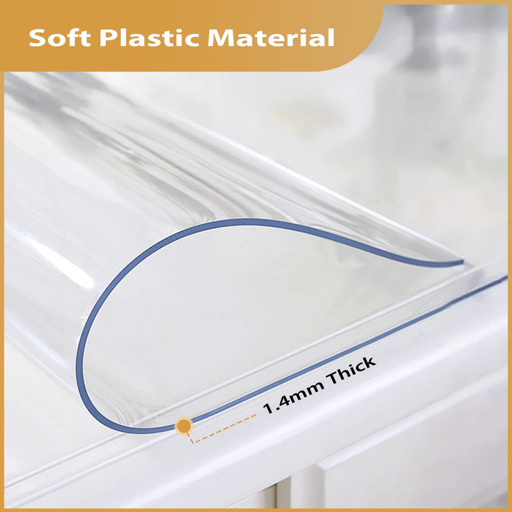 ProsperJoyChant 40x80in Clear PVC Table Protector 1.4mm Waterproof Cover