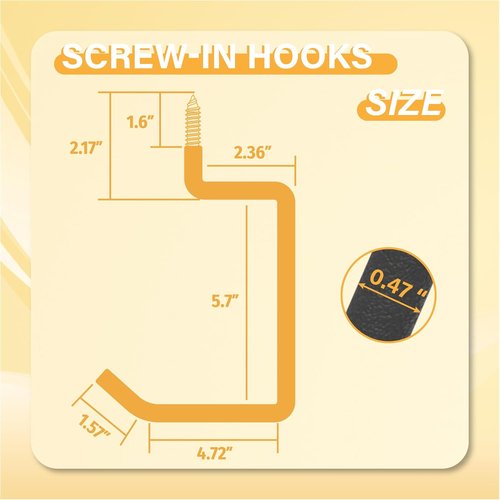 **Skiennix Heavy-Duty Screw-In Ladder Hooks - 4PC Black Wall Mount Storage for Bikes, Ladders & More**