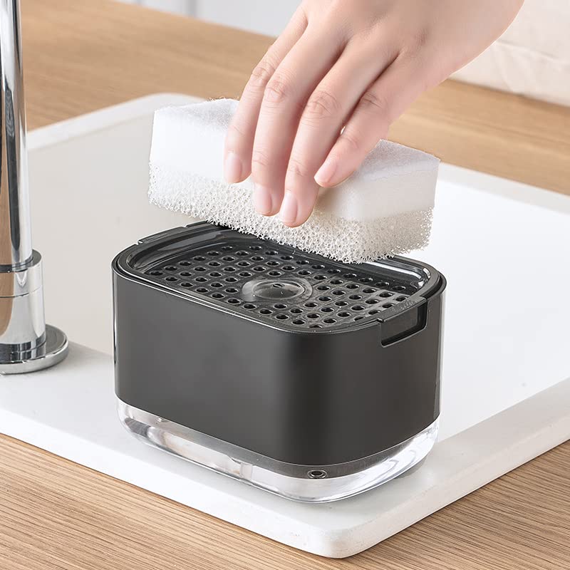 5-in-1 Kitchen Soap Dispenser with Sponge Holder & Rags