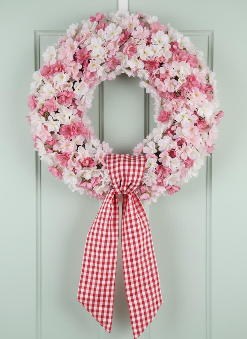 Regine Switzerland Wreath Sash 2-Pack - Red White Checkered Plaid Bow Ribbon for Holiday Decor (5.12" x 54.33")