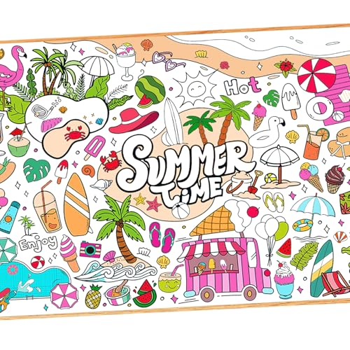 Giant Summer Coloring Poster - 31.5 x 43.3 Inch Art Tablecloth