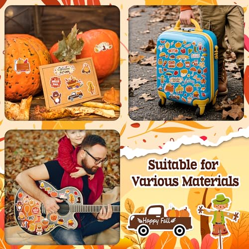 150 Fall Vinyl Stickers Pack - Waterproof Autumn Designs for Kids & Adults