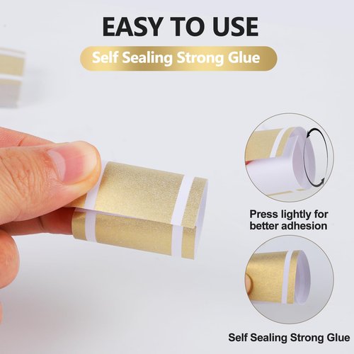 Germiwipe Gold Napkin Band,Paper Napkin Rings Self Adhesive,200PCS Silverware Wraps Bands,Table Setting Wedding Event Party Supply NB-015