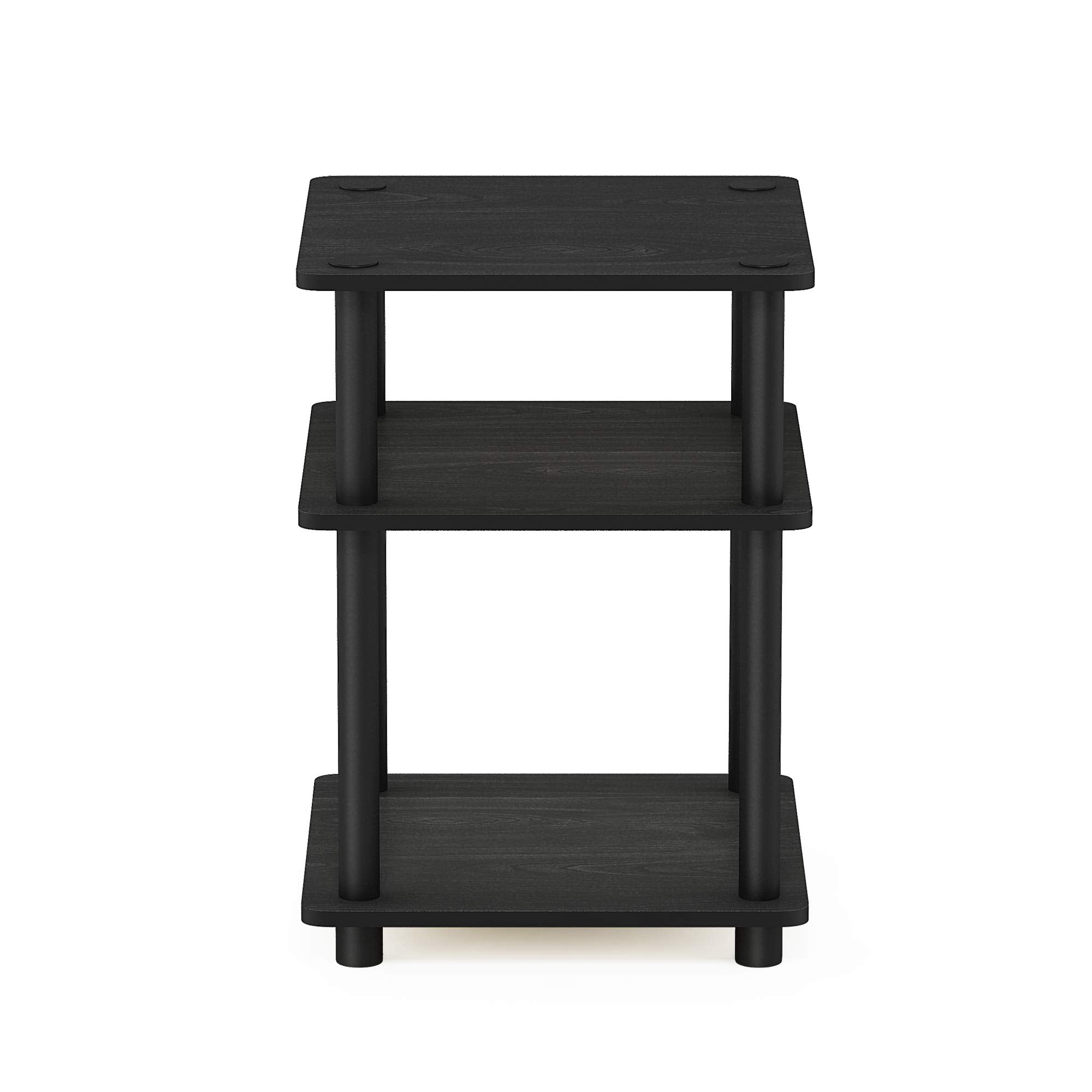 Furinno TURN-N-TUBE Side Table, 3-Tier Square Modern End Table, Open Shelves Nightstand, Night Stand, Bedside Table, Easy Assembly, for Living Room, Bedroom, Blackwood