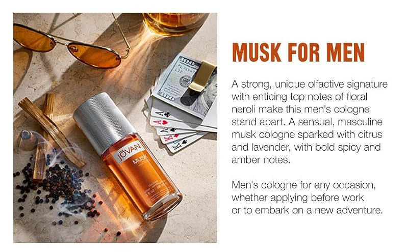 Jovan Musk for Men Eau de Cologne Spray, Long-Lasting Masculine Scent, 3 fl oz