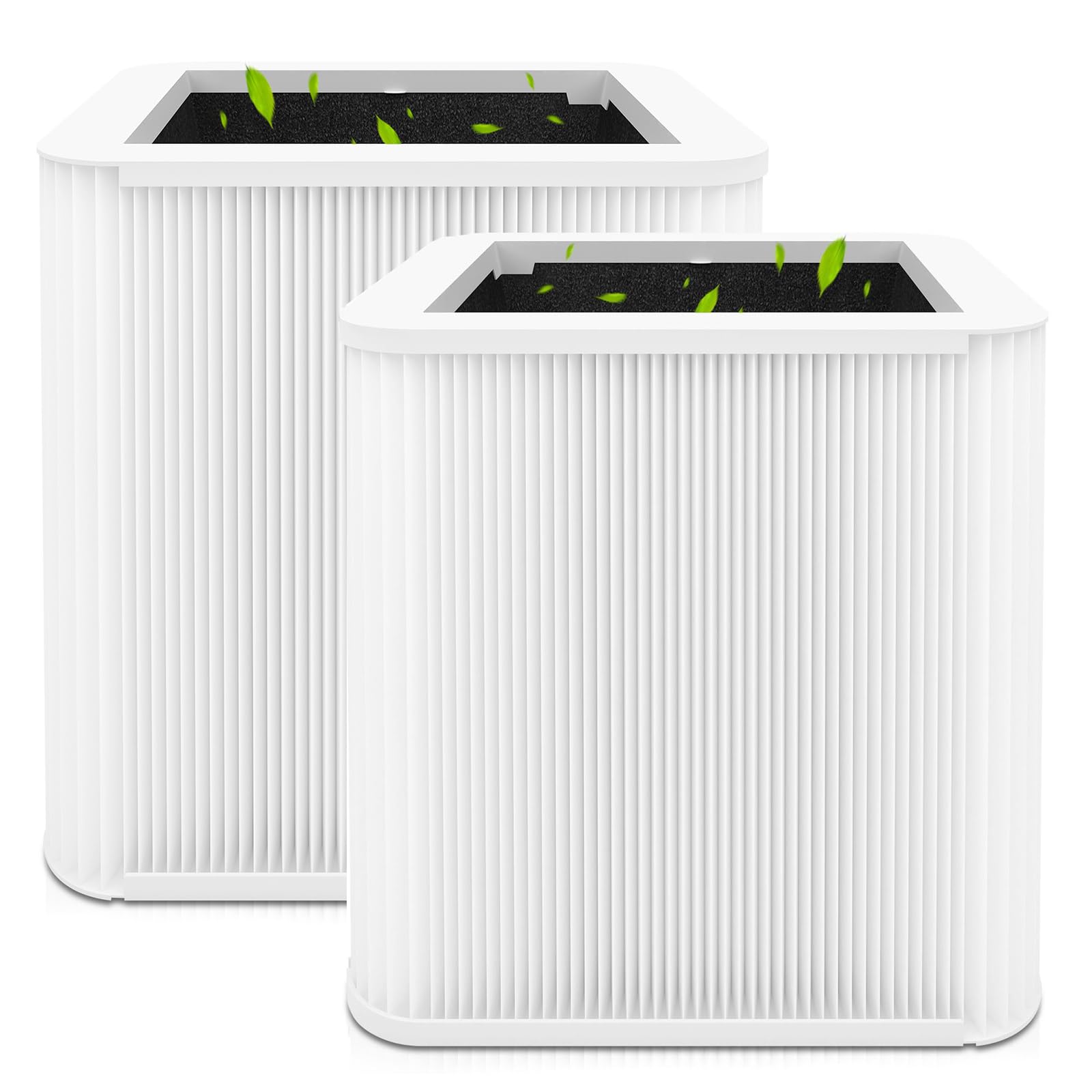 XBGG 211+ Replacement Filter Compatible with Blue Pure 211 Air Purifier Series, 2-in-1 Filtration System of H13 True HEPA and Activated Carbon Filter, 2 Pack