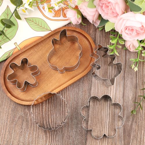 5-Piece Flower Cookie Cutter Set - Stainless Steel Floral Shapes