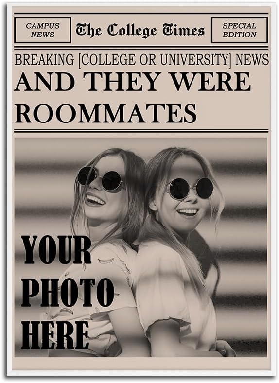 Skiennix Personalized Dorm Posters - Trendy Black & White Wall Art for College Girls | Roommate Decor