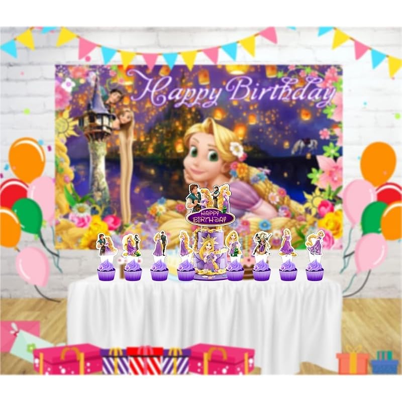 Cake Decorations Set with 1 Cake Topper & 24 Cupcake Toppers - Birthday Party Supplies