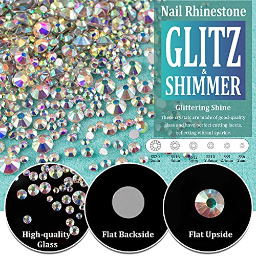 BELLEBOOST Glass Nail Rhinestones Kit with Pickup Pen and Tweezer Tools