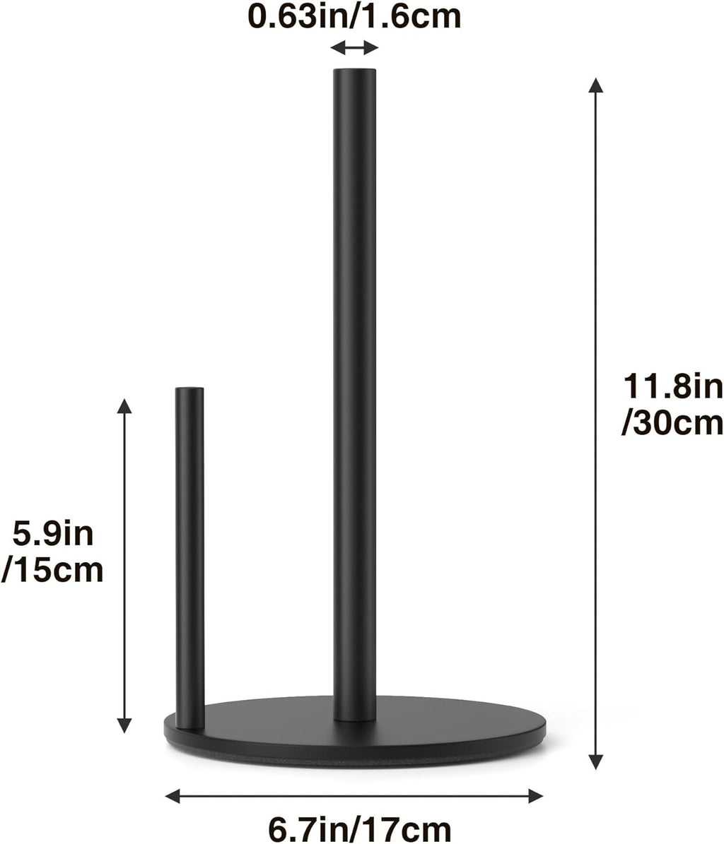 Premium Stainless Steel Paper Towel Holder by [Brand Name] - Stylish Black Countertop Dispenser with Weighted Base