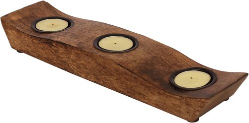 eTroves Wooden Tealight Candle Holder Set - Personalized Mango Wood Votive Holders for Rustic Events