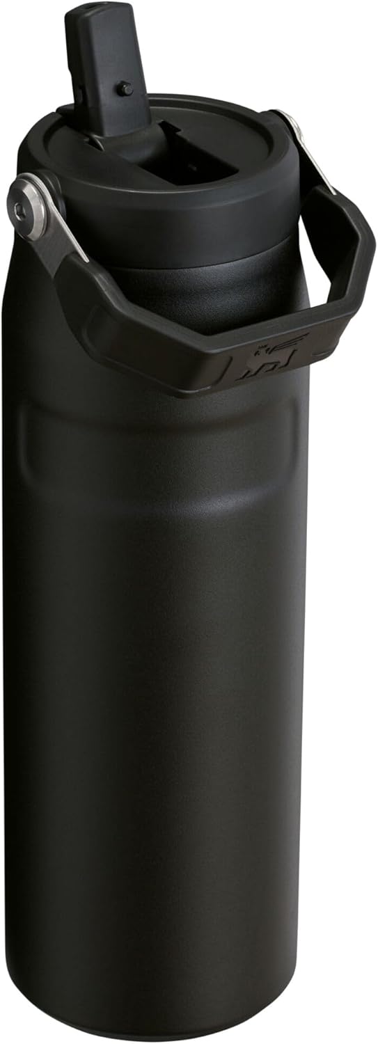 Stanley IceFlow 24 OZ Water Bottle - Insulated Stainless Steel with Built-In Straw | Lightweight & Leak-Resistant | Black
