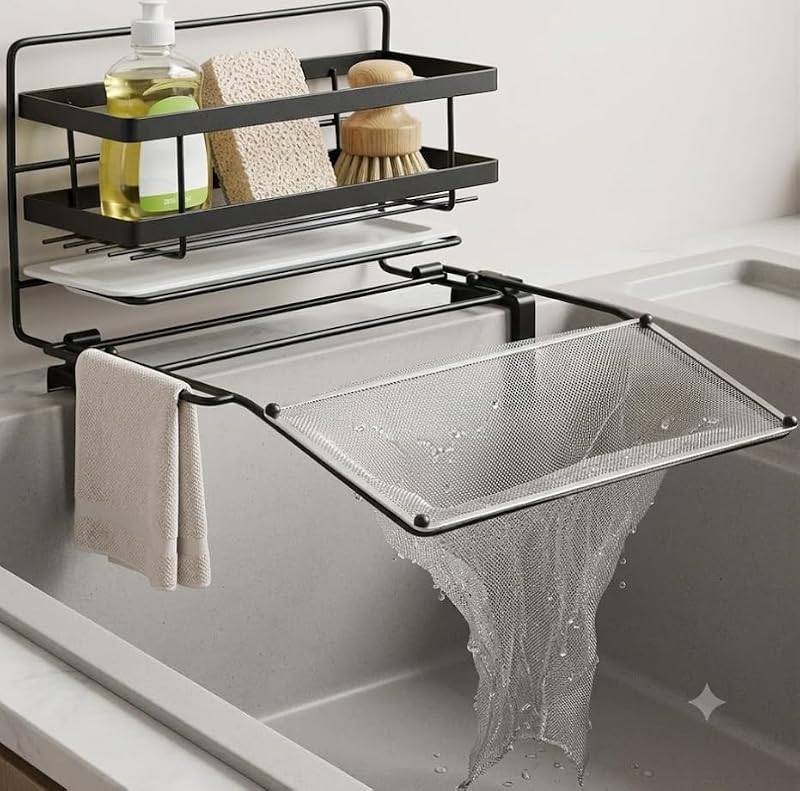 Homaisson 3-in-1 Stainless Steel Kitchen Sink Sponge Holder