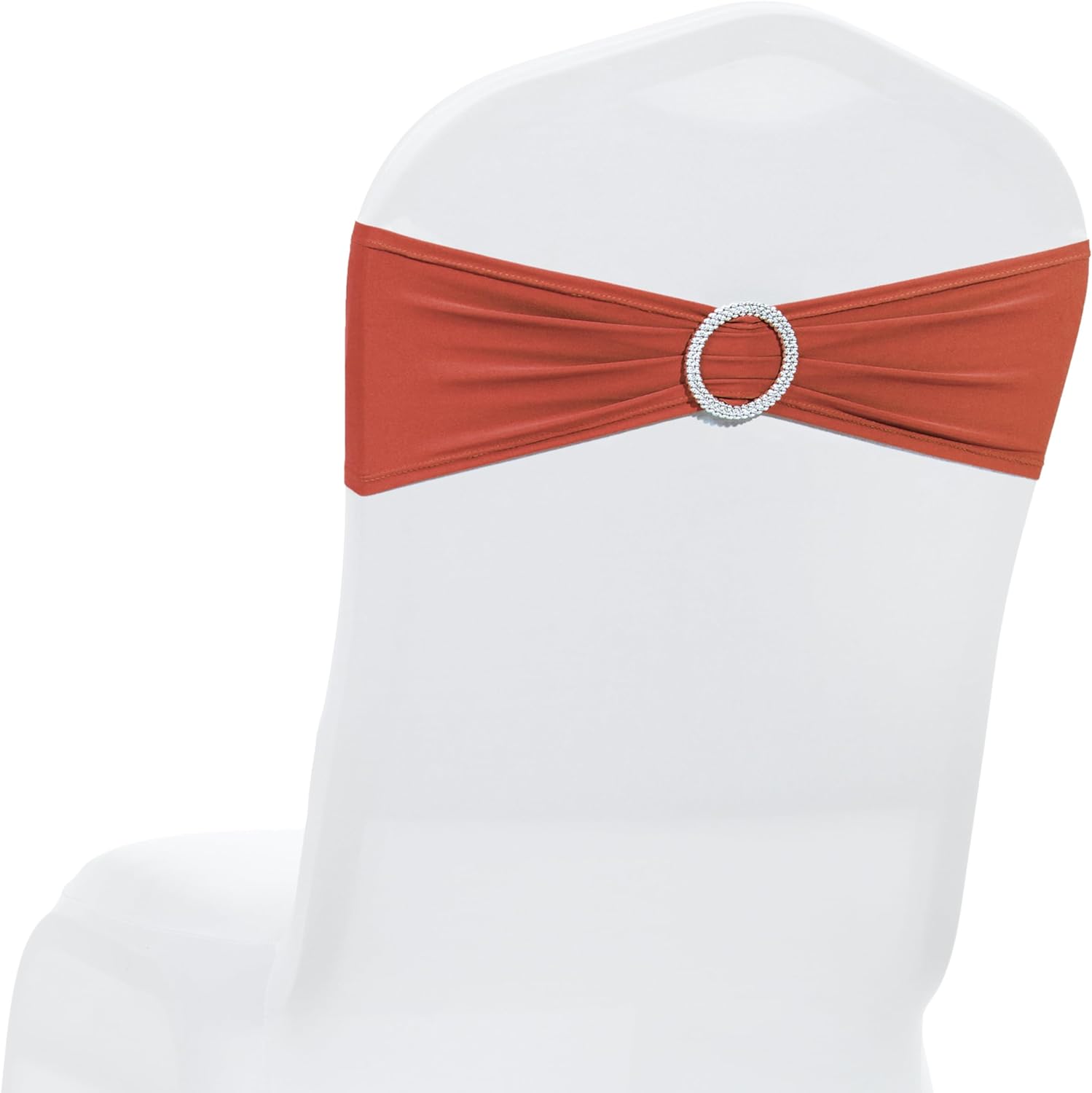 MDS Spandex Chair Sashes - Premium Stretch Covers with Buckle Slider | Universal Fit for Weddings & Events - Terracotta