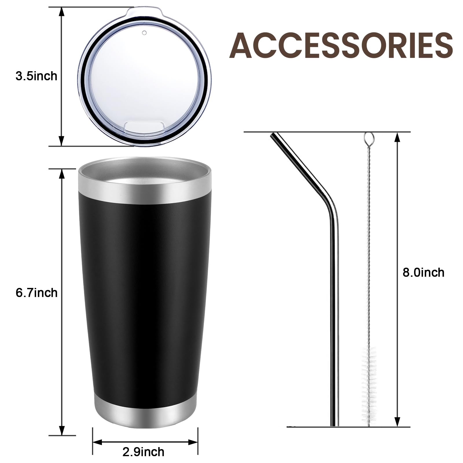 MEWAY 20oz Tumbler 8 Pack Double Wall Vacuum Insulated Travel Mug Bulk, Mix Color Stainless Steel Tumblers with Lid and Straw, Durable Powder Coated Coffee Cups for Cold & Hot Drinks（Mix Color, 8