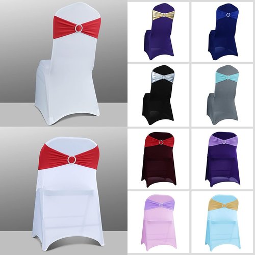Babenest Spandex Chair Sashes - 50PCS Premium Stretch Covers with Buckle Slider for Weddings | Red