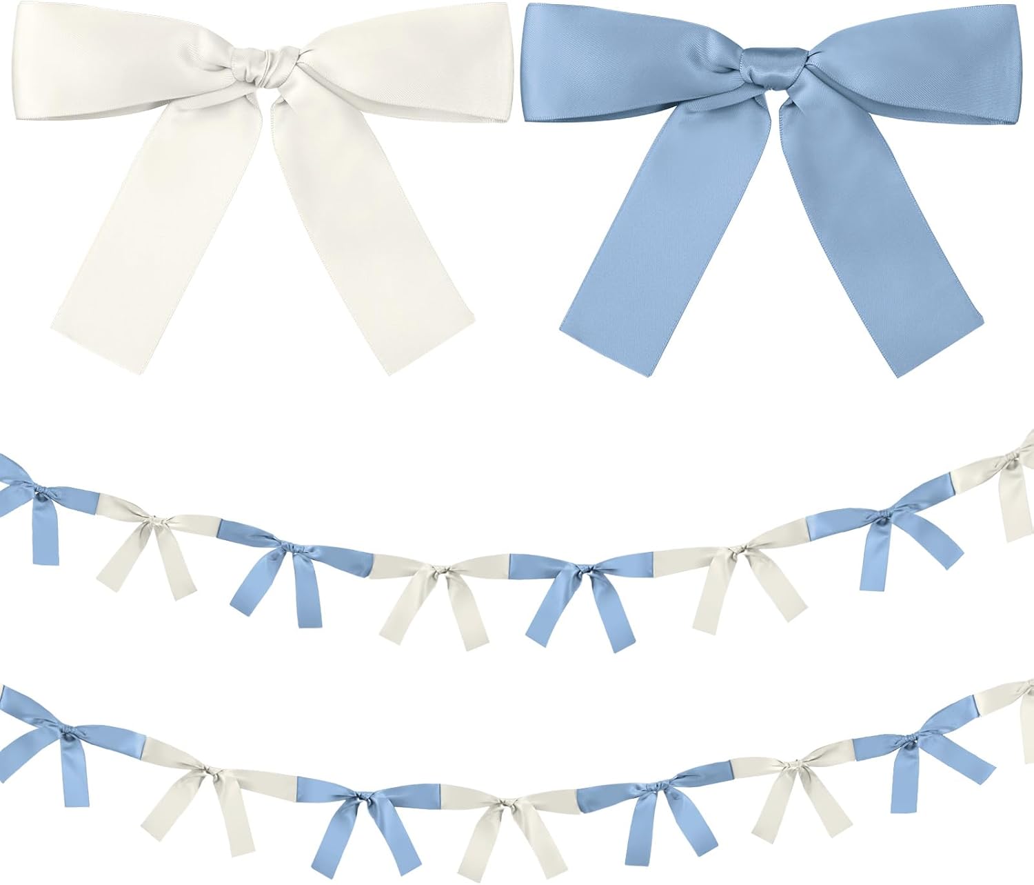 Skiennix Baby Blue & White Bow Garland Banner - 16.4 ft Party Decorations for Girls' Birthdays & Showers